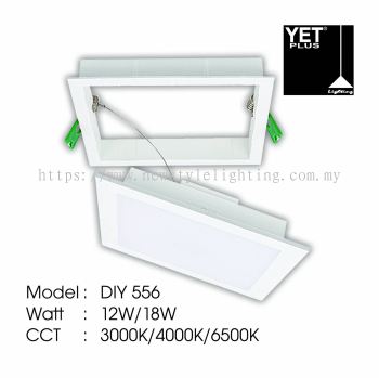 YETPlus DIY 556 LED Recessed Ceiling Panel Downlight with Frame Lampu Turun Siling Cekung 暗装嵌入式天花板筒灯 (4&amp;amp;quot; 12W / 6&amp;amp;quot; 18W) (3000K Warm White / 4000K Cool White / 6500K Daylight) (White Frame)