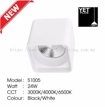 YETPlus S1005 LED Surface Ceiling Downlight Lampu Siling Permukaan 明装筒灯 (4&quot; 24W) (3000K Warm White / 4000K Cool White / 6500K Daylight) (Black / White Frame)