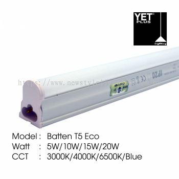 YETPlus LED Batten T5 Eco Lampu Panjang 长灯管 (5W / 10W / 15W / 20W) (3000K Warm White / 4000K Cool White / 6500K Daylight / Blue)