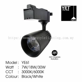 YETPlus YE61 LED Track Light Lampu Trek 轨道灯 (7W / 18W / 30W) (3000K Warm White / 6000K Daylight) (Black / White Frame)