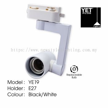 YETPlus YE19 LED Track Light Lampu Trek 轨道灯 (E27 Holder) (Black / White Frame) (Rectangle Base)