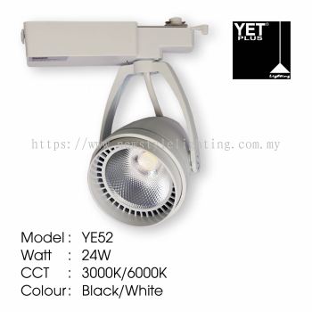 YETPlus YE52 LED Track Light Lampu Trek 轨道灯 (24W) (3000K Warm White / 6000K Daylight) (Black / White Frame) (Rectangle Base)