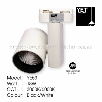 YETPlus YE53 LED Track Light Lampu Trek 轨道灯 (18W) (3000K Warm White / 6000K Daylight) (Black / White Frame) (Rectangle Base)