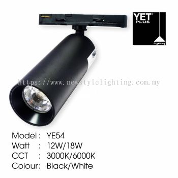 YETPlus YE54 LED Track Light Lampu Trek 轨道灯 (12W / 18W) (3000K Warm White / 6000K Daylight) (Black / White Frame) (Rectangle Base)