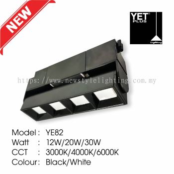 YETPlus YE82 LED Track Light Lampu Trek 轨道灯 (12W / 20W / 30W) (3000K Warm White / 4000K Cool White / 6000K Daylight) (Black / White Frame) (Rectangle Base)