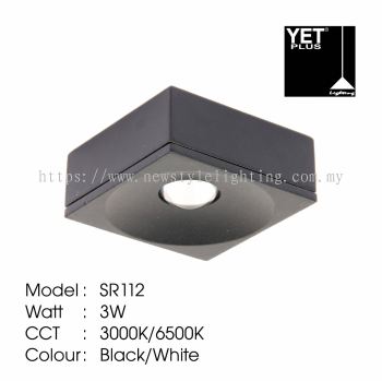 YETPlus SR112 LED Surface Ceiling Downlight Lampu Siling Permukaan 明装筒灯 (2" 3W) (3000K Warm White / 6500K Daylight) (Black / White Frame)