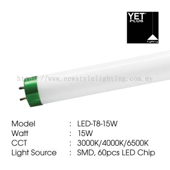 YETPlus LED-T8-15W LED G13 Cap T8 Tube Lampu Panjang 长灯管 (60pcs SMD LED Chip) (15W) (3000K Warm White / 4000K Cool White / 6500K Daylight)