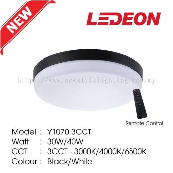 YETPlus LEDEON 1070 / 1070 3CCT Remote Control LED Surface Ceiling Panel Downlight Lampu Siling Permukaan 明装筒灯 (7" 26W / 9" 30W / 9" 38W / 12" 40W / 12" 48W) (3000K Warm White / 4000K Cool White / 6500K Daylight / 3 Colours) (Black / White Frame)