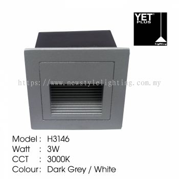 YETPlus H3146 Outdoor Step Light Lampu Langkah Luaran 户外台阶灯 (3W) (3000K Warm White) (Dark Grey / White)