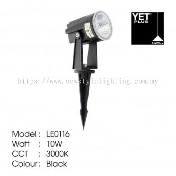 YETPlus LE0116 Outdoor LED Spike Light Lampu Taman 户外花园尖刺灯 (10W) (3000K Warm White) (Black Frame)