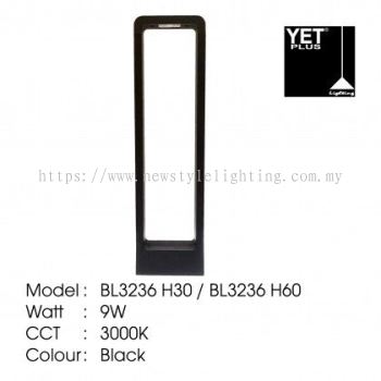 YETPlus BL3236 LED Outdoor Bollard Light Lampu Tiang Luar 户外柱灯 (H30 / H60) (9W) (3000K Warm White) (Black Frame)