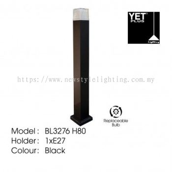 YETPlus BL3276 LED Outdoor Bollard Light Lampu Tiang Luar 户外柱灯 (H80) (E27 Holder) (Black Frame)