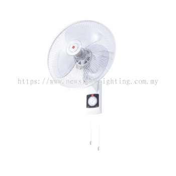 KDK KU408 40cm / 16″ 3 Blade Oscillation Pull String Wall Fan Kipas Dinding 壁扇 (White / Grey)