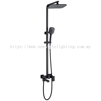 HAUSTERN TAZEL-95T 30cm / 12″ Rain Shower Set Pancuran Hujan 顶喷莲蓬头套装 (Black Frame)