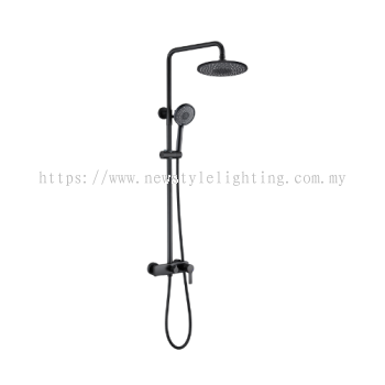 HAUSTERN KASKA-95T 25cm / 10″ Rain Shower Set Pancuran Hujan 顶喷莲蓬头套装 (Black Frame)