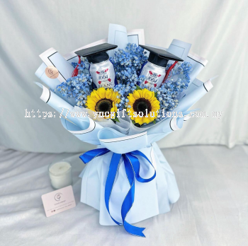 Beer Graduation Bouquet with Fresh Sunflower