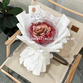 Cash Rose with Babybreath in Acrylic Ball (RM100 cash)