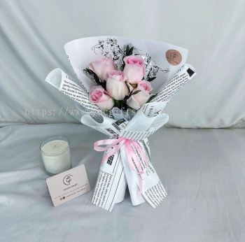 VDAY - "The Fleur" Fresh Pink Roses Bouquet  5ɫõ廨˽ڻ