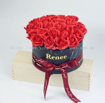 25 stalks Red Soap Roses flower box 