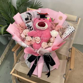 Lotso Bear + Qi Soda Graduation Soap Flower Bouquet