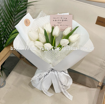 Fresh White Royal Tulip - 10 Stalks