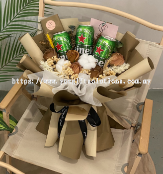 Heineken Beer Bouquet with Soap and Preserved Flower