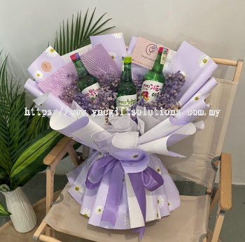 Purple Theme Soju Bouquet with Puple Babybreath