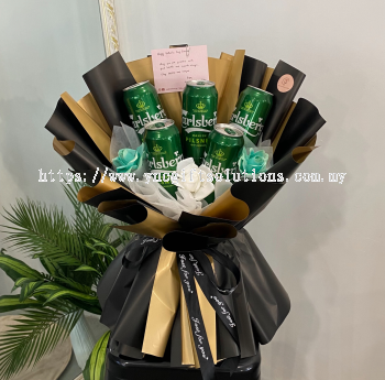 5 can beer with Soap Roses Alcohol Bouquet