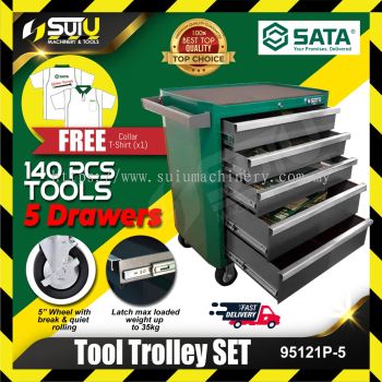 SATA 95121P-5 140PCS 5 Drawers Tool Trolley Set