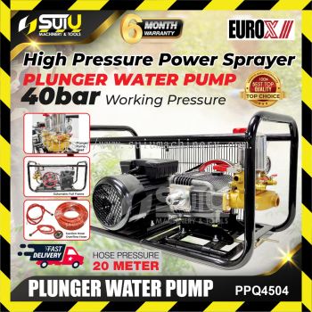 EUROX PPQ4504 / PPQ4504S 40Bar Plunger Water Pump with Motor Set (Full Frame)