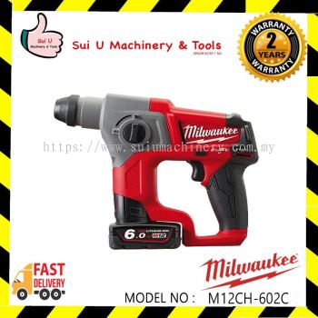 MILWAUKEE M12 CH-602C SDS Hammer Drill w/ 2 x 12V 6.0AH Batt + 1 x Char