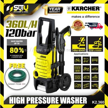 KARCHER K2.360 120BAR High Pressure Washer / Cleaner / Water Jet 1400W FOC 6M Green Hose