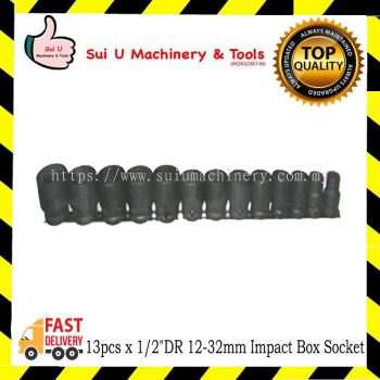 13pcs x 1/2"DR 12-32mm Impact Box Socket Set