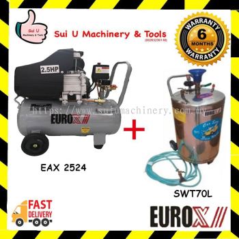 Eurox SWT 70L Stainless Steel Snow Wash Tank & Eurox EAX2524 24L 2.5HP Air Compressor