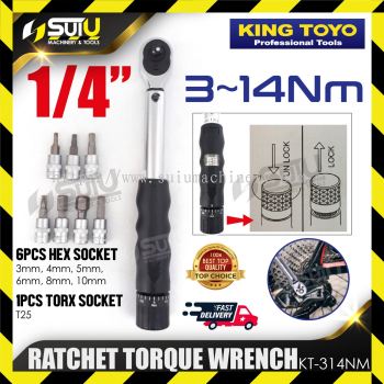 KING TOYO KT-314NM / KT314NM 3~14NM 1/4" Ratchet Torque Wrench Set