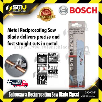 BOSCH 2608657397 (S926CHF) 5PCS Fast Cut Sabresaw & Reciprocating Saw Blades (Heavy for Metal)