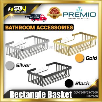 PREMIO GD-7268 / SS-7268 / BK-7268 Rectangular Basket / Rak Bakul (Gold/ Silver / Black)