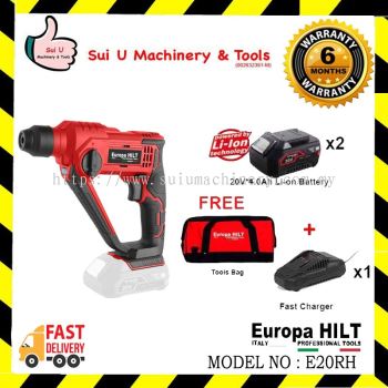 Europa Hilt E20RH 1.1J Cordless Rotary Hammer w/ 2 x 20V Batteries 4.0Ah + Charger + Tool Bag