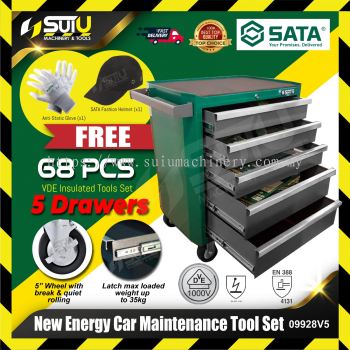 SATA 09928V5 68PCS 5 Drawers New Energy Car Maintenance Tool Set w/ Free Gift