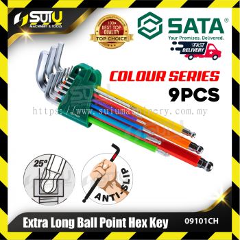 SATA 09101CH 9PCS Extra Long Ball Point Hex Key (Colour Series)