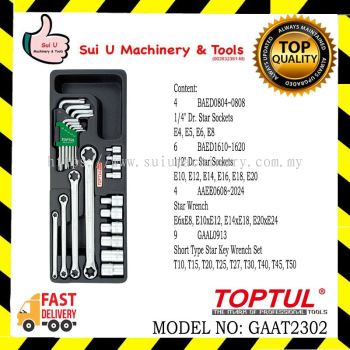 TOPTUL GAAT2302 23PCS - Star Wrench, Sockets & Key Wrench Set