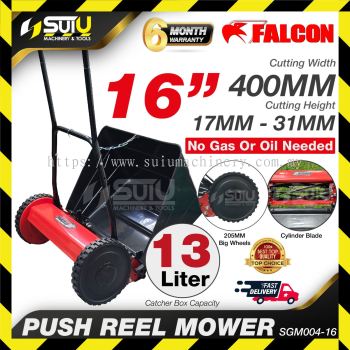 FALCON SGM004-16 / SGM00416 16" Hand Push Lawn Mower c/w Plastic Grass Catcher