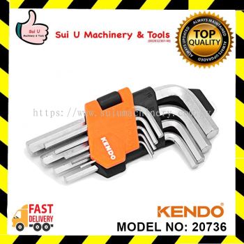 KENDO 20736 9 PCS Ball End Hex Key Set (Long Arm)