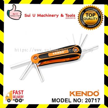 KENDO 20717 8 PCS Folding Hex Key Set