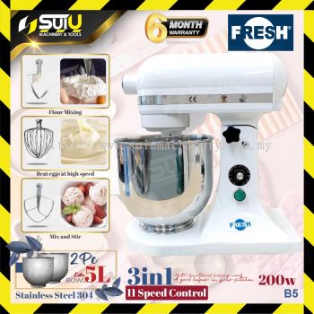 FRESH B5 3in1 5L Stand Mixer / Food Mixer / Mesin Pengadun 200W