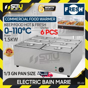 FRESH BS-6V / BS6V 6 Head Electric Bain Marie 1.5kW