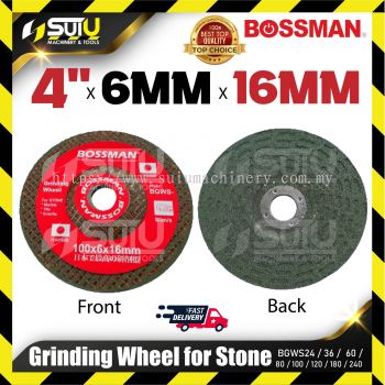 BOSSMAN BGWS24/36/60/80/100/120/180/240 4" x 6MM x 16MM Grinding Wheel For Stone