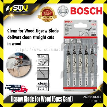 BOSCH 2608630014 (T101BR) 5PCS Jigsaw Blade for Wood 100mm (Reversed Teeth , Fine straight cut 4~30mm)