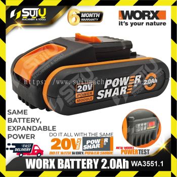 WORX WA3551.1 20V MAX 2.0AH Lithium Battery - With Indicator