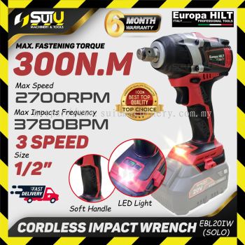 EUROPA HILT EBL20IW 300NM 20V 1/2" Cordless Impact Wrench (SOLO / SET)